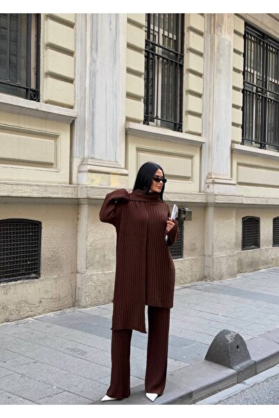 Friday Mood Γυναικείο Σετ Πλεκτό με Λεπτομέρεια Σάλι