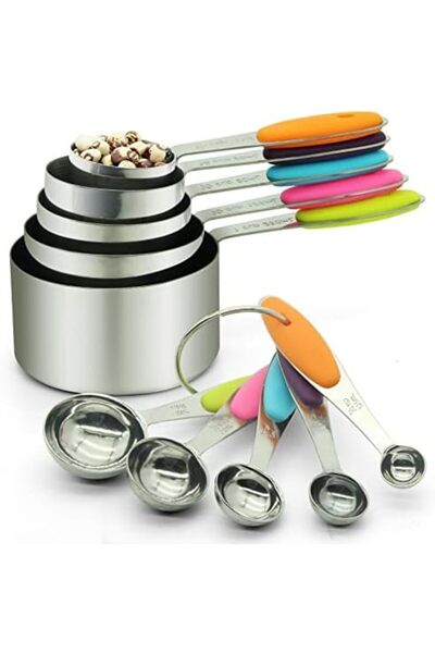 SKY TOUCH SKY-TOUCH 10 Piece Measuring Cups and Measuring Spoons Set with Detachable Ring
