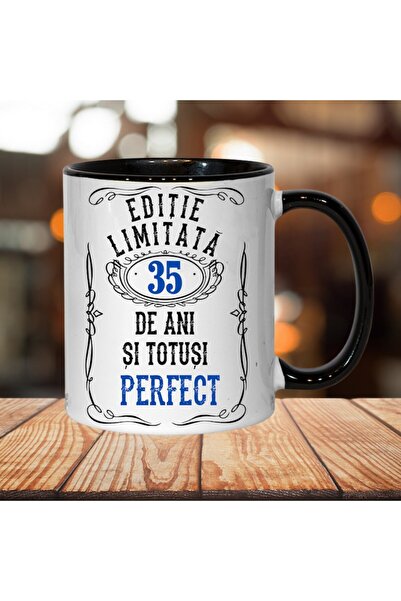 T&M Personalizare Cană personalizată - Ediție limitată 35 de ani Perfect, interior negru, 330 ml