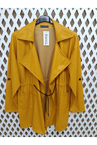 vela İtalyan Deri Görünümlü Trençkot