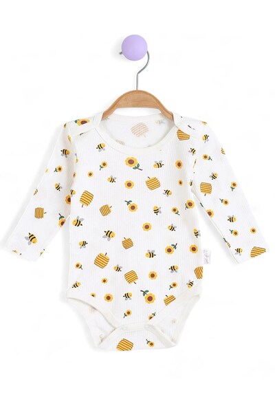 Egelite Girl Child 0-3 Years Old Long Sleeve Bee Printed Snap Body / T-Shirt / Zibin