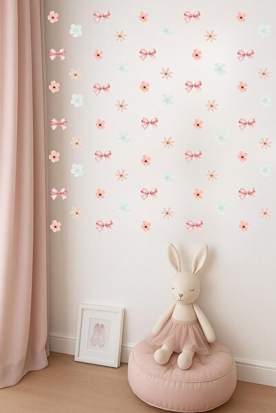 Tasarım Bale Yapan Tavşanlar Tamamlayıcı Ürün-140 Parça, Çocuk Odası Duvar Sticker