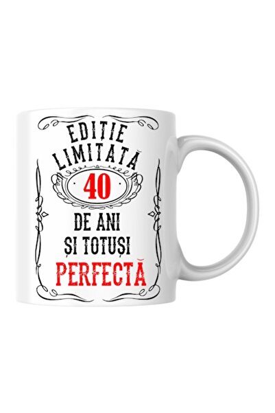 T&M Personalizare Cană personalizată - Ediție limitată 40 de ani și perfectă, albă, 330 ml