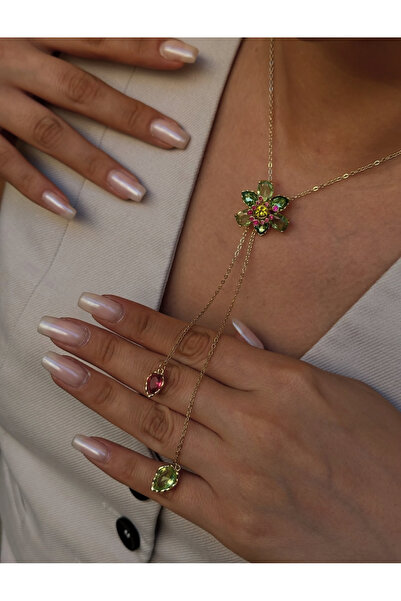 Unzilee قلادة موديل ماركة Green Flower Elevator