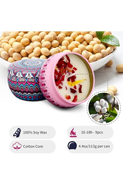 Generic Soy Wax Aromatherapy Scented Candle Set, Portable, Long-lasting, 9 Pieces - SKY-TOUCH