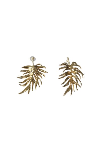 stravis Textured Leaf Earrings