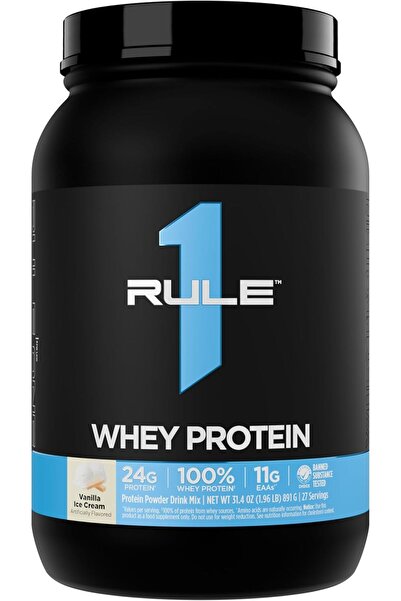 Rule 1 مسحوق بروتين مصل اللبن ١٠٠٪ من رول ١ | آيس كريم فانيليا | ٢٤ غ بروتين غني طبيعيًا بالأحماض الأمينية المتشعبة السلسلة | ٢٧ غ