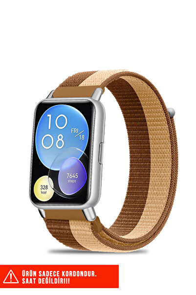 Nezih Case Huawei Watch Fit 2 Uyumlu Hasır Örgü Spor Cırtlı Pratik Naylon Kor...