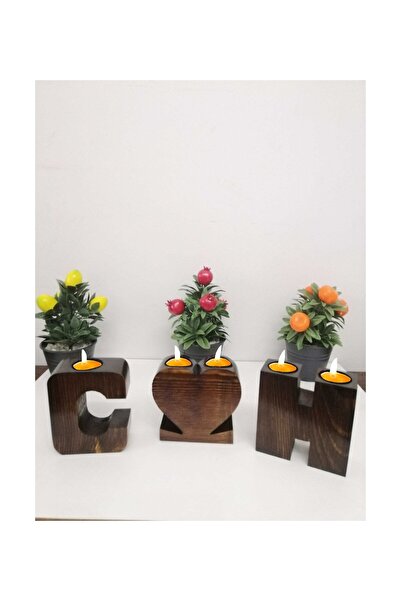 Teknookul Dekoratif Ahşap Harf Mumluk-İstenilen Harf Gönderilir 02