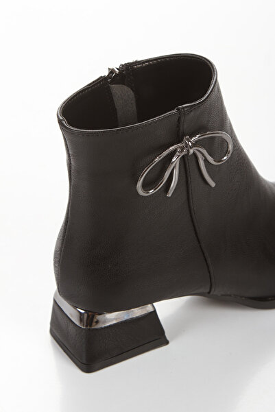 DYG STORE Black Bow Stone Women's Pointed Toe Casual Boots