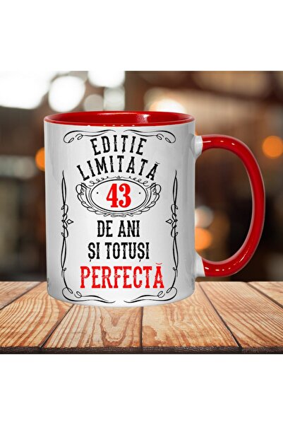 T&M Personalizare Custom Mug - Limited Edition 43 Years and Perfect, Red Interior, 330 ml