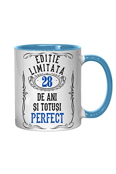 T&M Personalizare Cană personalizată - Ediție limitată 28 de ani și perfectă, albastră, 330 ml