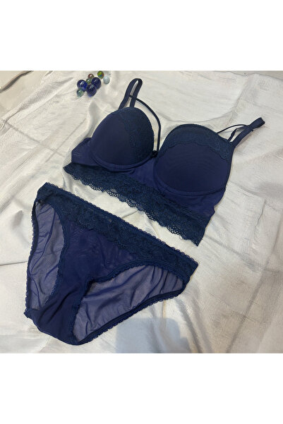 NOTTO LACİVERT DANTEL DETAYLI BRALET TAKIM