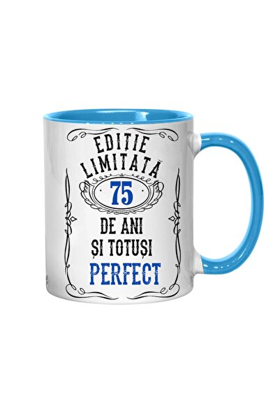 T&M Personalizare Cană personalizată - Ediție limitată 75 de ani Perfect, interior albastru, 330 ml