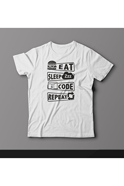 donamod Μπλουζάκι με στάμπα Eat Sleep Code Repeat