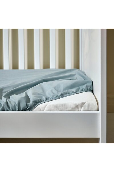 IKEA GULDVÄVARE Fitted sheet for cot, dark yellow/blue, 60 x 120 cm