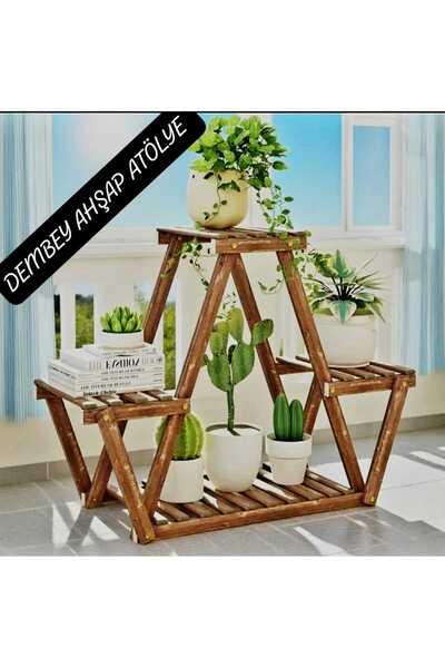 DEMBEY AHŞAP ATÖLYE Ahşap Çiçeklik Saksılık Saksı Standi