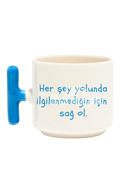 giftkonsept كوب قهوة لاتيه مطبوع عليه عبارة Everything Is Fine باللون الأزرق ...