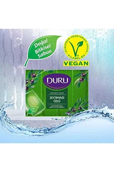 Duru Vegan Formula Solid Shower Soap with Olive Oil Extract – Set of 4 Natural Soaps