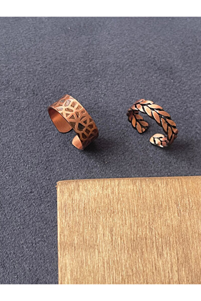 Rupen Kraft خاتم نحاسي مصنوع يدويًا بنسبة 100% بتصميم من قطعتين، خاتم نحاسي قابل للتعديل، خاتم نحاسي للجنسين