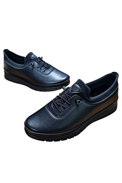 abinstore Kadın Deri Kaymaz Taban 41-42 Numara Büyük Boy Lastikli Rahat Ayakk...