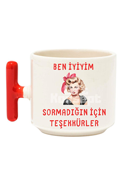 giftkonsept Thank You for Asking Printed Funny Red t Handle Latte Cup Mug Cup