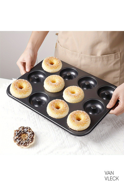 VAN VLECK Teflon Donut Mold – Durable, Non-Stick and Practical Baking Mold with 12 Compartments