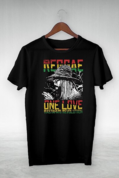 donamod Tricou unisex negru Reggae One Love Rastafari Revolution Gsc-396