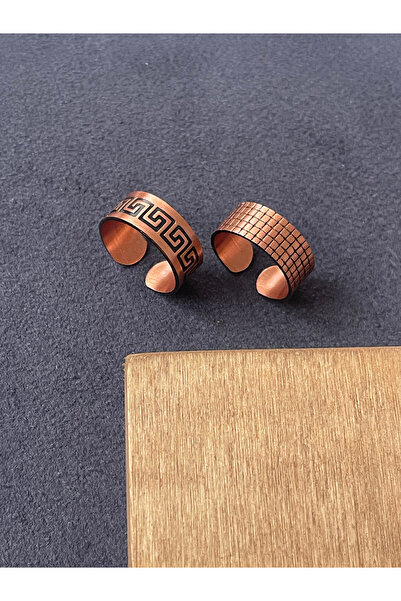 Rupen Kraft Handmade 100% Copper 2 Piece Design Ring Adjustable Copper Ring U...