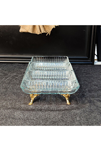 SEÇKİNEV Kuatre 4-Piece Pedestal Snack & Breakfast Bowl (Gold-Silver)