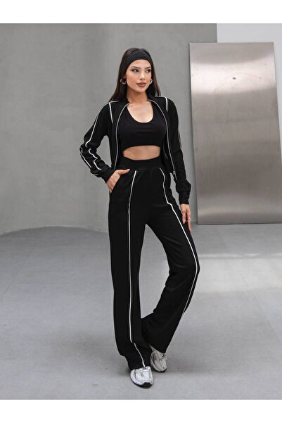 MY DEPO Set de îmbrăcăminte pentru femei cu detaliu cu fermoar în partea de jos