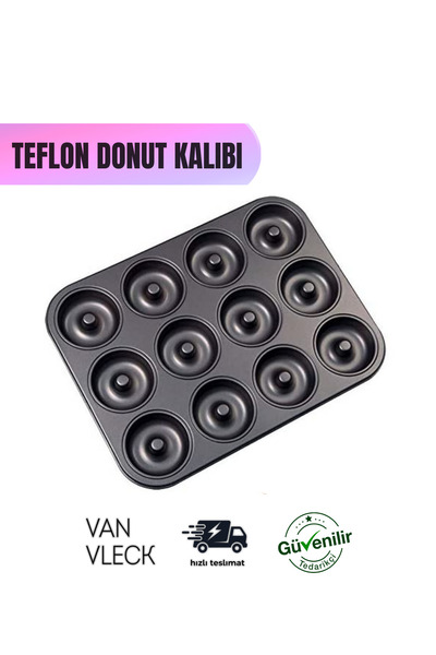 VAN VLECK Teflon Donut Mold – Durable, Non-Stick and Practical Baking Mold with 12 Compartments