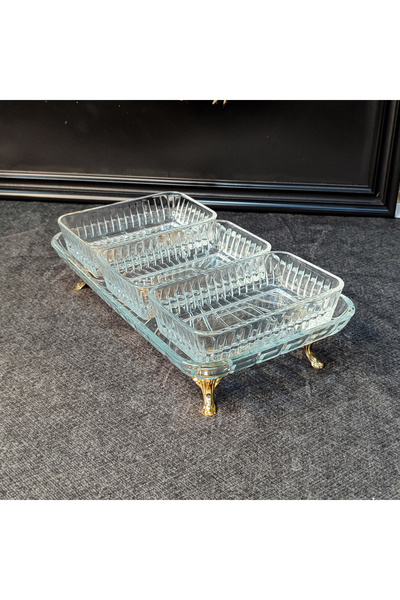 SEÇKİNEV Kuatre 4-Piece Pedestal Snack & Breakfast Bowl (Gold-Silver)