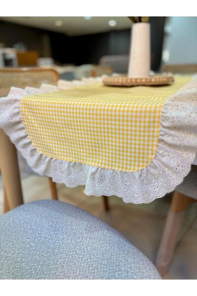 NURGİTA HOME Fırfırlı Fistolu Vintage Oval Runner 40X140 cm