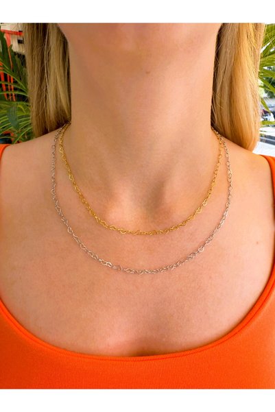 papatya aksesuar Heart Detailed Brand Model Steel Necklace Non Tarnish
