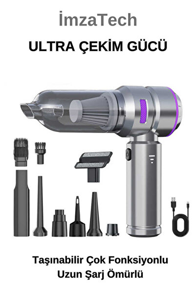 İmza Ultra Çekim Güçlü Taşınabilir Kablosuz Vakum Araç İçi Süpürger Çok Fonks...