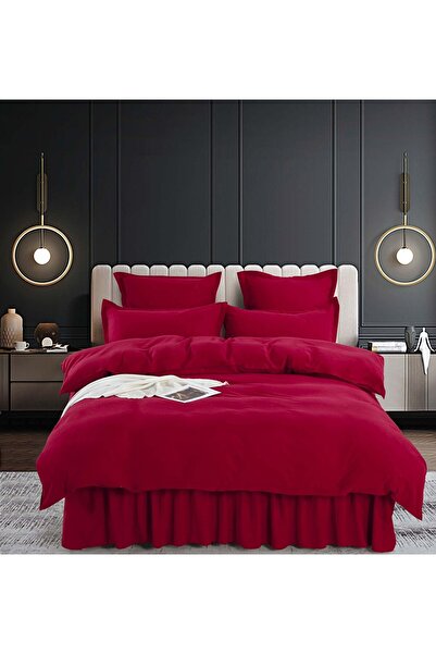 FIONNA.RO UNI Bed Linen With Ruffles - Bordeaux