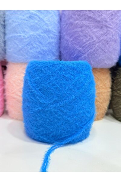 DmrTuhafiye Rabbit Hair Yarn Hand Knitting Yarn 200Gr - Blue