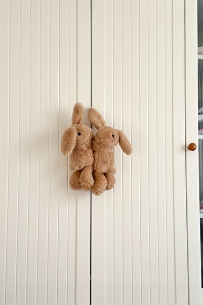 MOISY ikili Kucaklayan Sarılan Tavşan Ultra Soft Peluş (Perde Aksesuarı) - Karamel