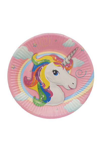 LUDIRO Set of 10 Cardboard Plates, Unicorn, Multicolor, 18 cm