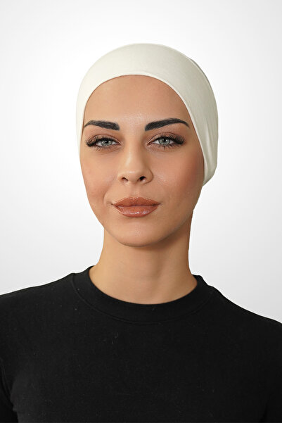 Şalcenneti.com Breathable Mesh Air Conditioned Bonnet – Seamless Front, Cream Color for Daily and Sports Use