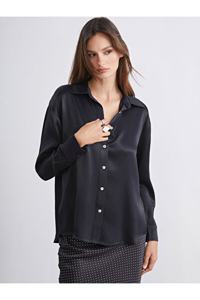 LC Waikiki Black Satin Women's Shirt