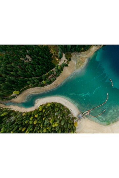 OEM Tapet premium pe pânză, peisaj lac albastru și pădure, 120x180 cm