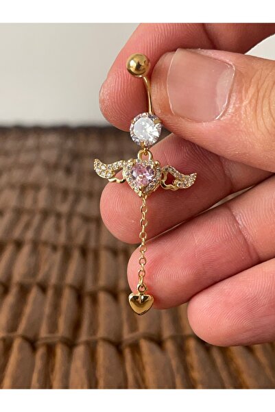 Rupen Kraft 316 L Cerrahi Çelik Zirkon Parlak Taşlı Melek Göbek Piercingi