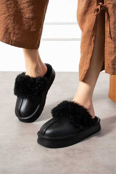 Moda Devrin Black Removable Velcro Sole Home Balcony Garden Outdoor Slippers