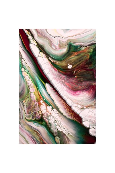 OEM Pictură Premium pe pânză, Marmură abstractă colorată, verde, roșu, galben, celule albe, 30 x 40 cm