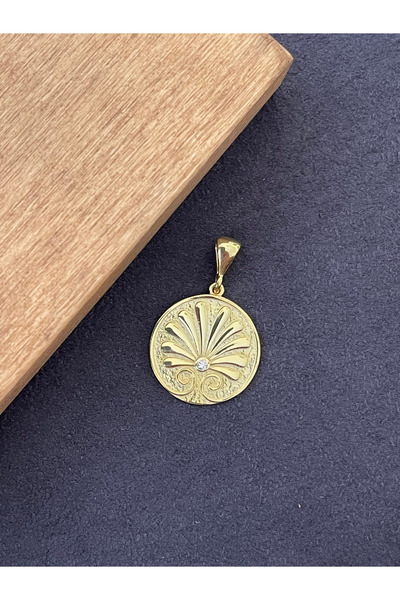 Rupen Kraft 925 Ayar Tek Taşlı Yaşam Ağacı Gümüş Kolye Ucu Madalyon Yaşam Ağacı