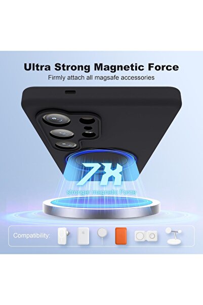 m.tk moveteck Samsung Galaxy S25 Ultra Kılıf Magsafe Halkalı Extra Standlı içi Kadife Yumuşak Renkli Silikon Kapak