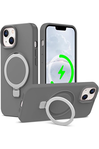m.tk moveteck Apple iPhone 13 - 14 Kılıf Magsafe Halkalı Extra Standlı içi Ka...