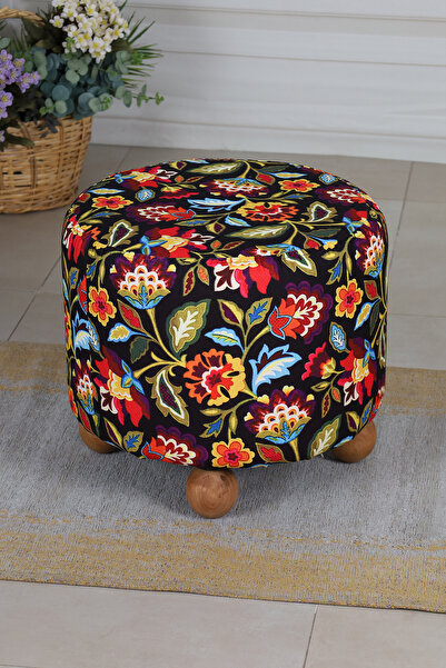 PUFMANYA POLO X-LARGE 45 X 45 CM DOĞAL AHŞAP GÜRGEN AYAKLI YUMUŞACIK PELUŞ PUF KOLTUK